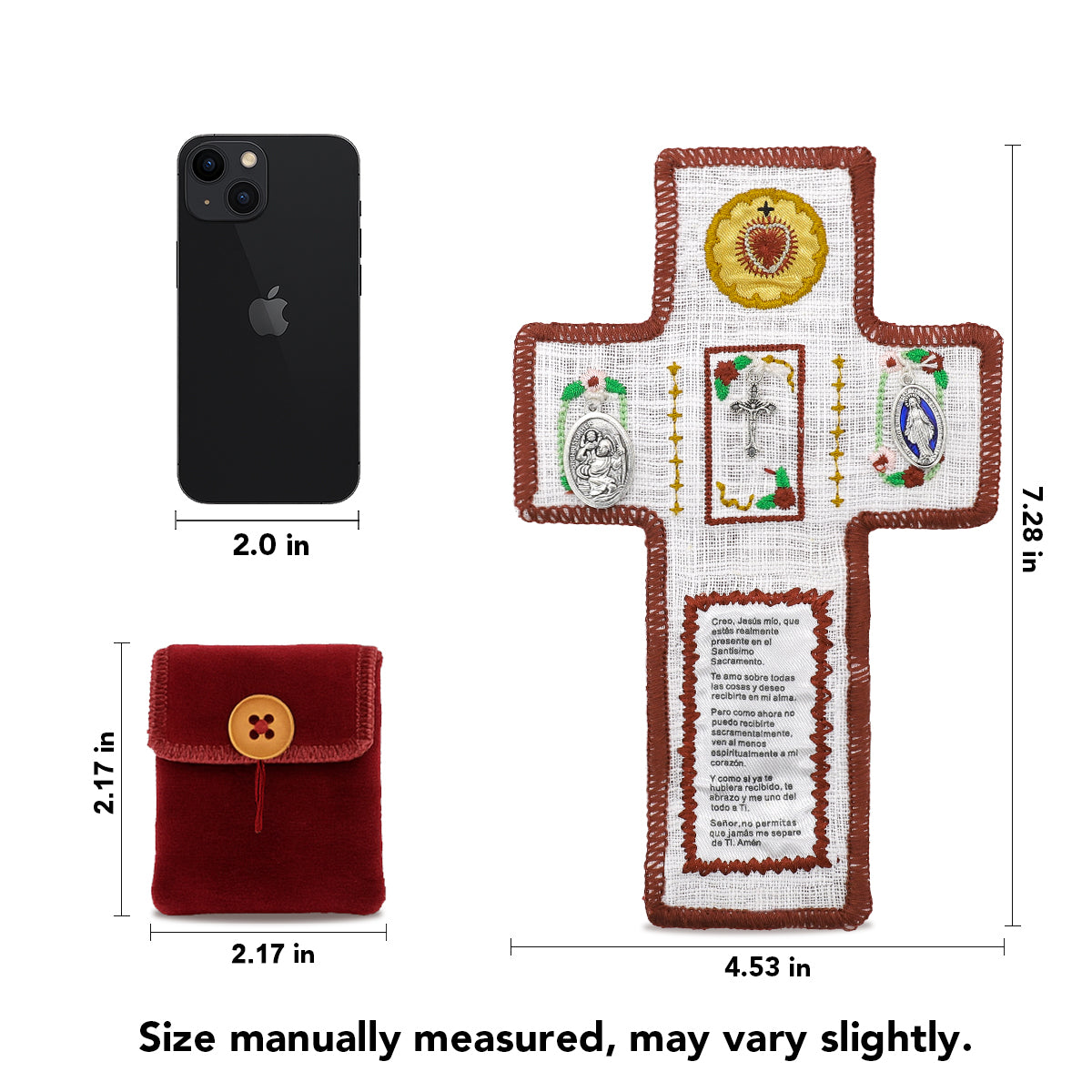Handmade Prayer Comfort Cloth with Cross & Sacred Heart - Faith-Based Anxiety Relief Gift for Healing, Grief, and Hope - Machine Washable with Carry Pouch - Hospital Visit, Comfort Object for Stress & Illness, Grief Support