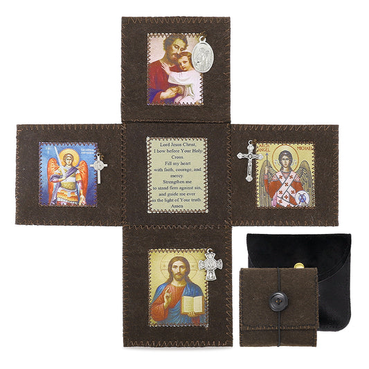 Handmade Felt Prayer Pocket - Brown Faith Comfort Object for Men, Pocket for Rosary, Portable Prayer Cloth -Hospital Visit, Daily Meditation, Quiet Reflection & Stress Relief Companion, Thoughtful Gift for Him, Illness, Grief