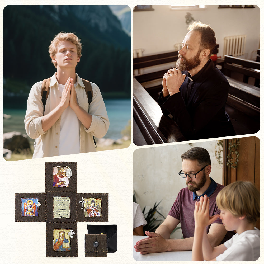 Handmade Felt Prayer Pocket - Brown Faith Comfort Object for Men, Pocket for Rosary, Portable Prayer Cloth -Hospital Visit, Daily Meditation, Quiet Reflection & Stress Relief Companion, Thoughtful Gift for Him, Illness, Grief