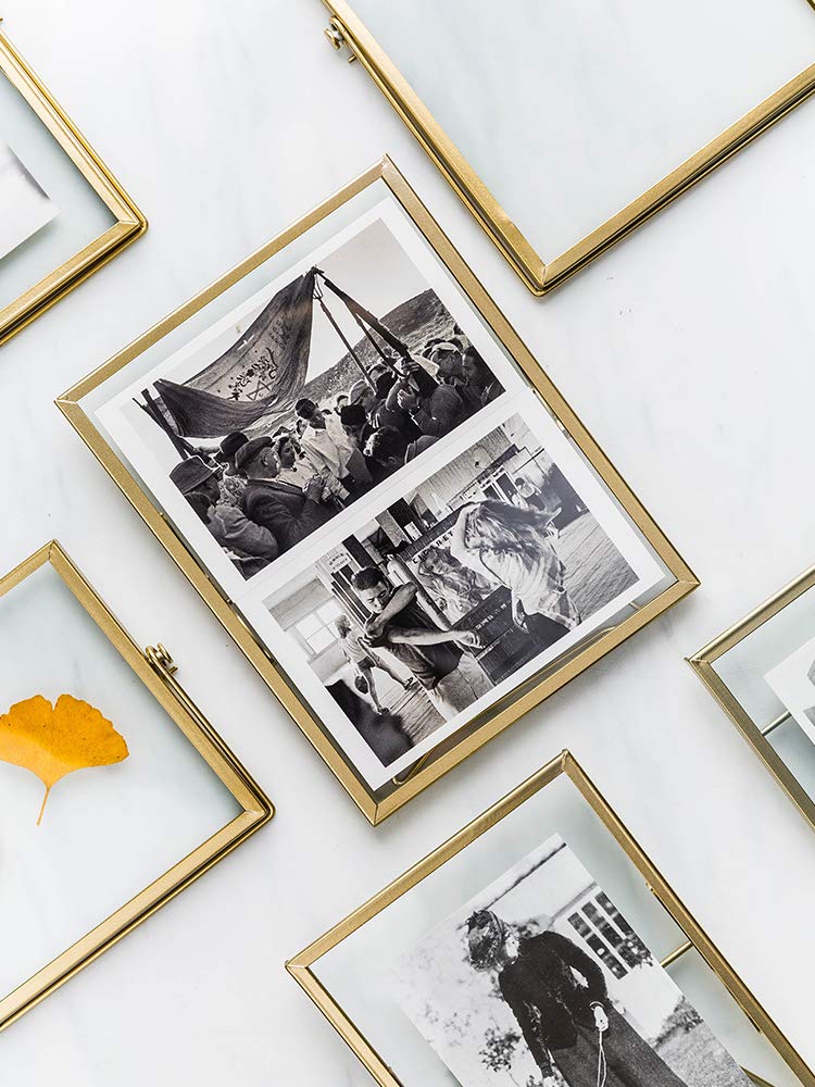 Set of 3 Floating Glass Picture Frames – Minimalist Metal Geometric Photo Frame Collection, Fits 4x4, 4x6, 5x7 Photos
