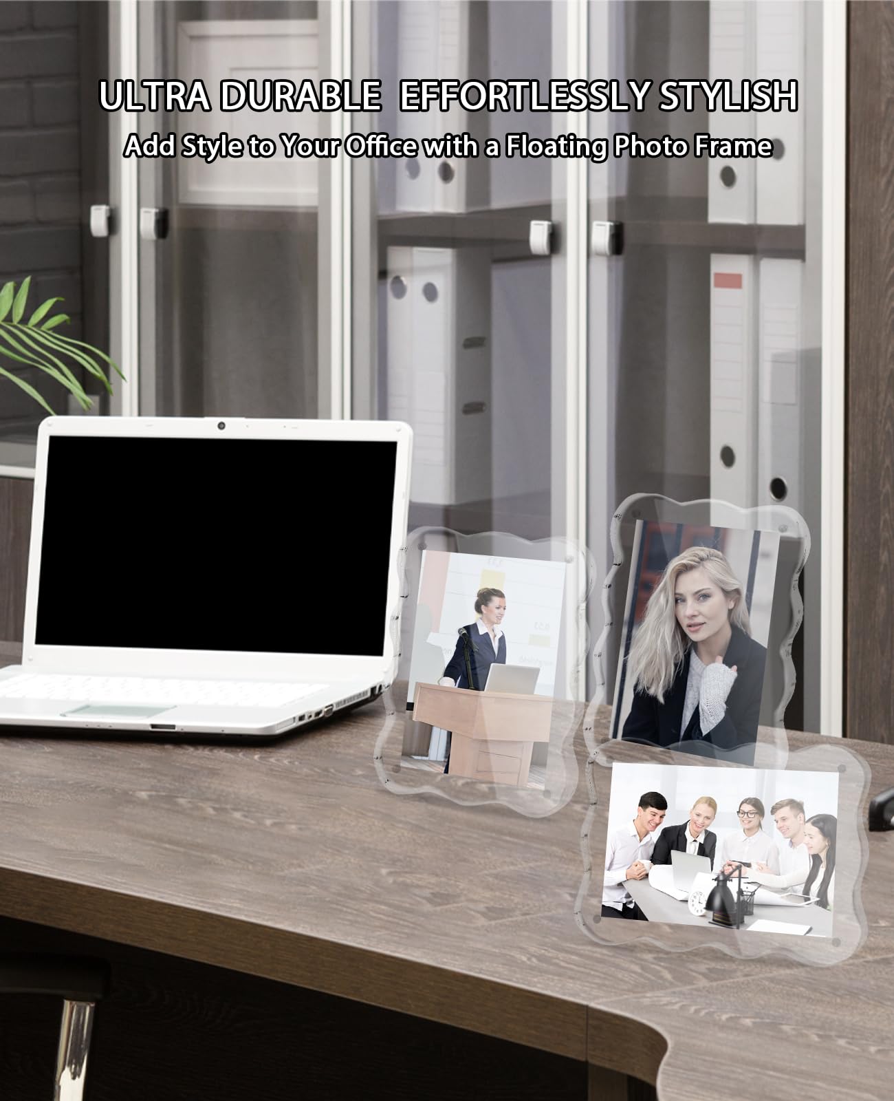 AceList 3-Pack 4×6 Acrylic Picture Frames – Scalloped Magnetic Double-Sided Clear Floating Photo Frames, 10+10mm Thick Freestanding Block Frames for Home Tabletop Display